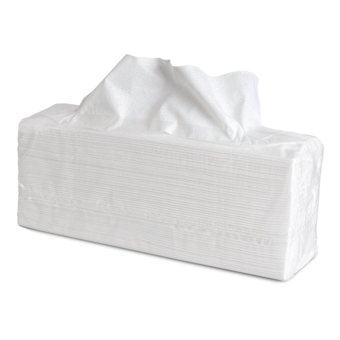 Egy téglalap alakú, műanyagba csomagolt Nölle Profi Brush Hygiene Allround-napkendő (38x42 cm, 500 darab) egy kiálló kendővel. A félig átlátszó csomagolás megmutatja a belsejében lévő egymásra halmozott kendőket. Márka: Nölle Profi Brush Bürsten- & Pinseltechnik e.K.