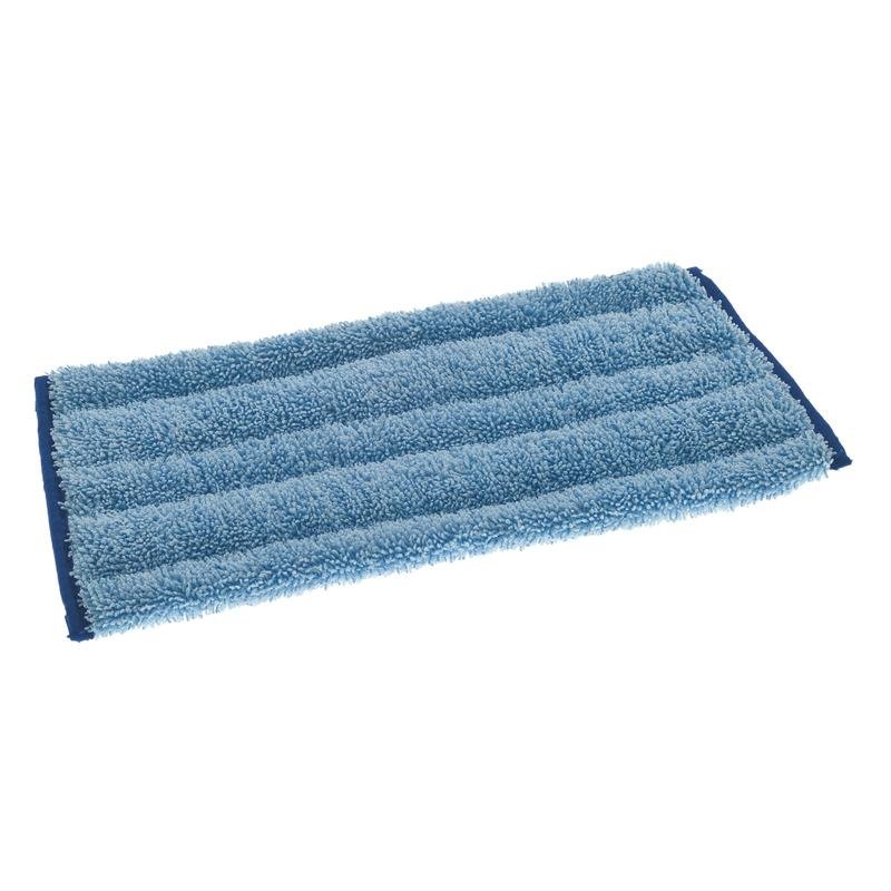 A TASKI Jonmaster Ultra Damp Mop, kék, Diversey Deutschland GmbH & Co. OHG-tól egy téglalap alakú kék mikroszálas felmosópad, strukturált, bolyhos szálakkal és sötétkék széllel, fehér háttéren ábrázolva.