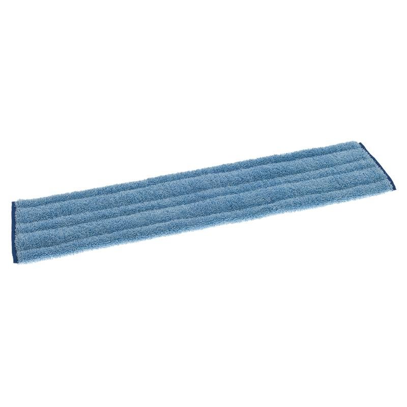 Egy téglalap alakú kék TASKI Jonmaster Ultra Damp Mop Diversey Deutschland GmbH & Co. OHG-tól hosszanti varrásokkal és sötétkék szegéllyel a rövid oldalakon, fehér háttéren ábrázolva.