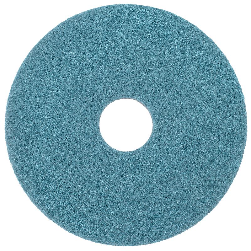 Das Twister Pad Blau – rund, für Steinböden der Diversey Deutschland GmbH & Co. OHG ist ein blaues, rundes Pad mit rauer Oberfläche und zentralem Loch, von oben auf weißem Grund dargestellt.
