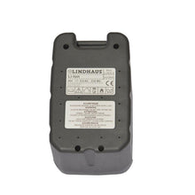 Egy téglalap alakú szürke TASKI lítium akkumulátor 36V 6Ah a Diversey Deutschland GmbH & Co. OHG-től, amely a TASKI Aero BP Lithium és a TASKI swingo 150 B-hez illeszkedik, műszaki adatokkal és tanúsítási szimbólumokkal fehér háttéren.