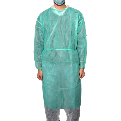 MaiMed-Coat Protect, gyapjúból készült védőruha, zöld, nem steril, elasztikus mandzsetta, hossza 120cm, 10 db | Csomag (10 db)