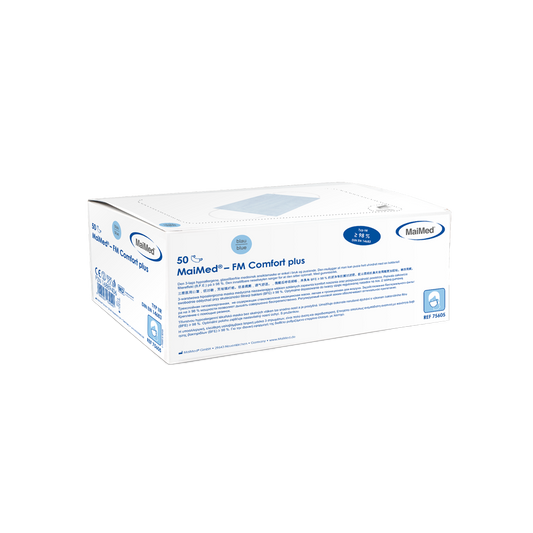 MaiMed-FM C plus., maszk, unst. gumi sebészeti maszkkal, nem steril, 3 rétegű, kék, 50 db/doboz | Doboz (50 db)