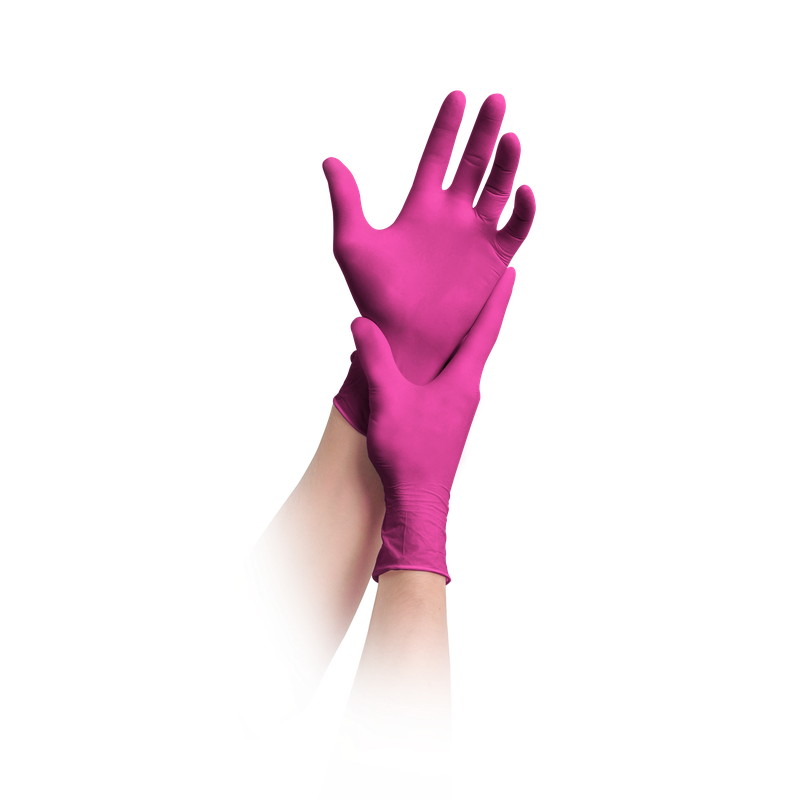 MaiMed-solution100 latexmentes kesztyű, bíbor, nem steril, púdermentes