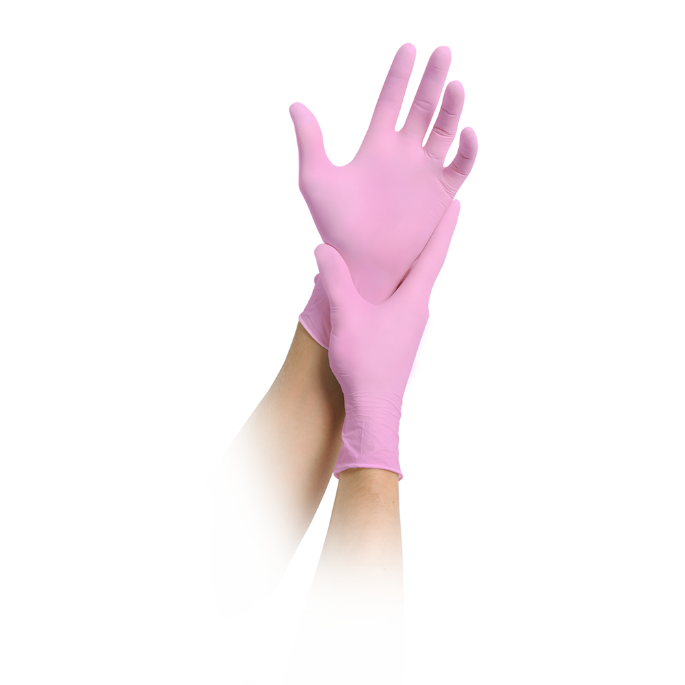 MaiMed-solution 100 rózsaszín nem steril, púdermentes latexmentes kesztyű, kék, 100 db/doboz