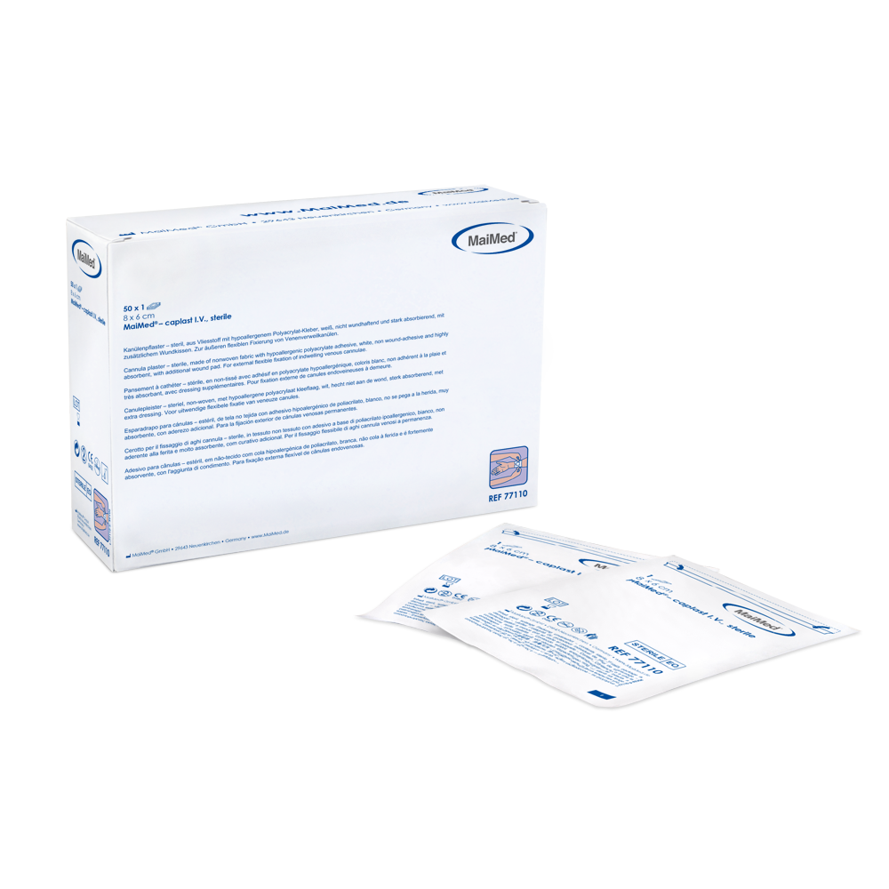 MaiMed-caplast I.V. steril 8x6cm-es kanültapasz sebbetéttel 50x1db/doboz | Doboz (50 db)