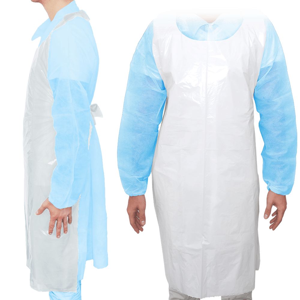 MaiMed-Apron Light PE, kötény PE-ből 75x120cm fehér, 100 db/csomag, blokkolt, sima felületű | Csomag (100 db)