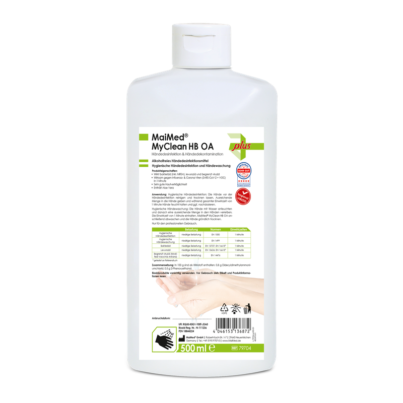 MaiMed MyClean HB OA kézfertőtlenítő biocid, alkohol nélkül, 500 ml/üveg, 1 db | üveg (500 ml)