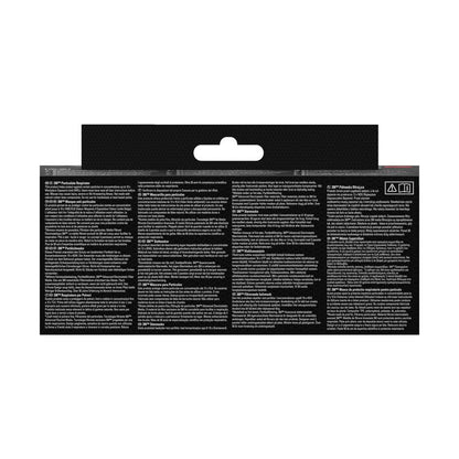 A képen egy 3M™ Cool Flow™ 8833, FFP3 szelepes részecskemaszk hátoldala látható, 2 darabos csomag a 3M Deutschland GmbH-tól, többnyelvű útmutatóval és biztonsági figyelmeztetésekkel sűrű fehér betűkkel a többnyire fekete csomagoláson.