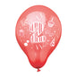 Feiern Sie mit PAPSTAR 6 Zahlenluftballons Ø 25 cm farbig sortiert von der PAPSTAR GmbH – farbige Ballons mit einer kräftig gestreiften Zahl 2 und festlichen weißen Motiven wie einem Geschenk, einem Cupcake und einer Partymütze, ideal für jede lustige Veranstaltung!.