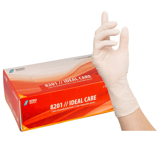 NITRAS IDEAL CARE, latex eldobható kesztyű, fehér