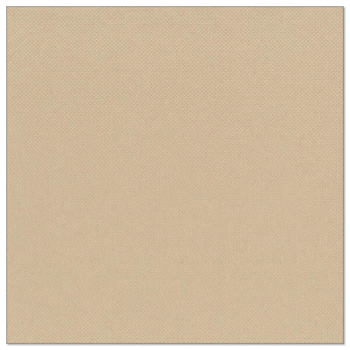 Egy négyzet alakú, enyhén texturált homokszínű szalvéta a PAPSTAR 50 darabos "ROYAL Collection" (1/4 hajtás, 40 x 40 cm) készletből a PAPSTAR GmbH-tól, fehér háttéren ábrázolva.