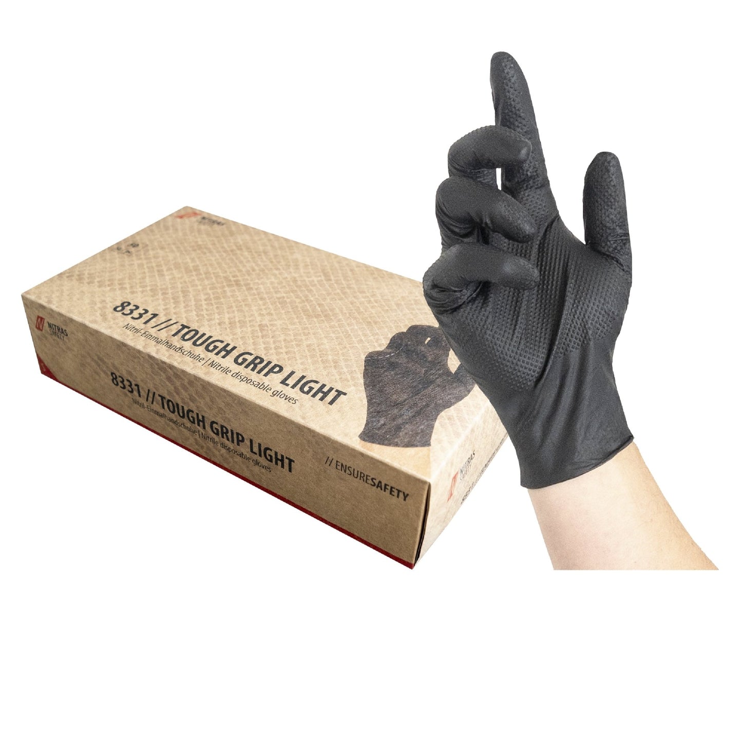 NITRAS TOUGH GRIP LIGHT, nitril eldobható kesztyű, fekete