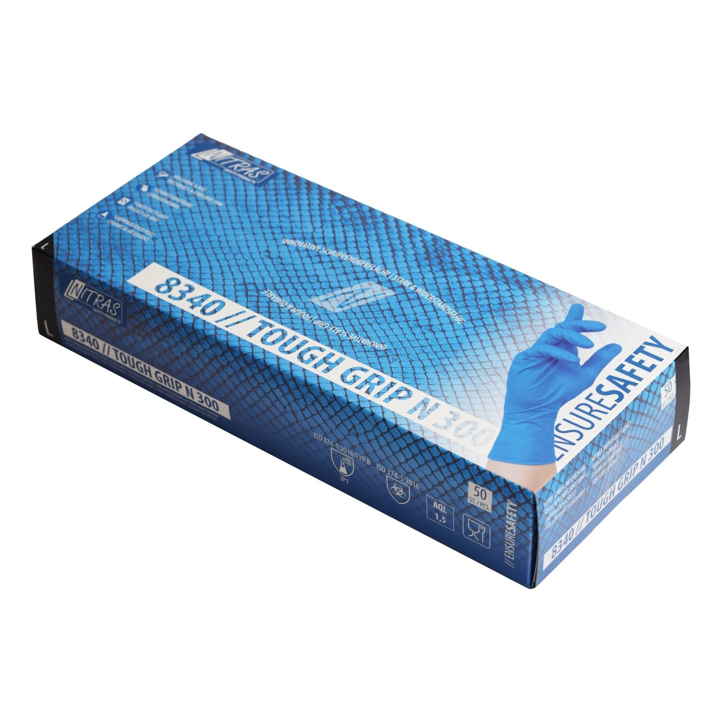 NITRAS TOUGH GRIP N 300, nitril eldobható kesztyű, kék