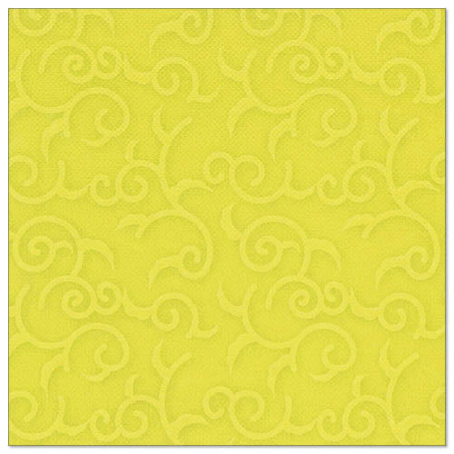 Eine grüne, quadratische Serviette aus der PAPSTAR "ROYAL Collection" (40 x 40 cm, 1/4-Falz) mit geprägtem Wirbel- und Rankenmuster der PAPSTAR GmbH.