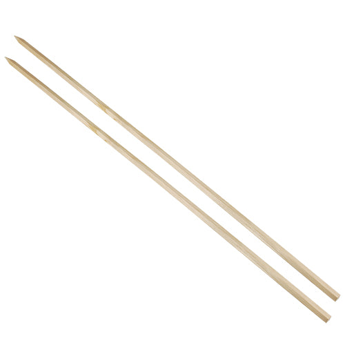 Két hosszú PAPSTAR grillnyárs "pure" (80 cm, ideális Steckerlfischhez, 20 darab) a PAPSTAR GmbH-tól átlósan helyezkedik el fehér alapon.