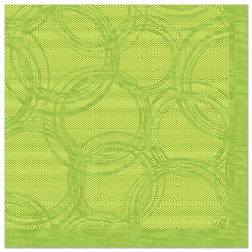 Eine grüne PAPSTAR 50 Serviette "ROYAL Collection" 40 x 40 cm mit überlappendem Kreismuster und grünem Rand, von PAPSTAR GmbH.