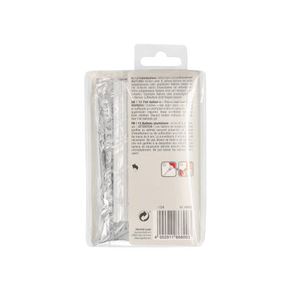 Átlátszó csomagolás egy PAPSTAR "Happy Birthday" fólia léggömb készlettel a PAPSTAR GmbH-tól; hátoldalán nyomtatott útmutató, vonalkód és "Happy Birthday" motívumok. Felső részen akasztófül a bemutatáshoz.