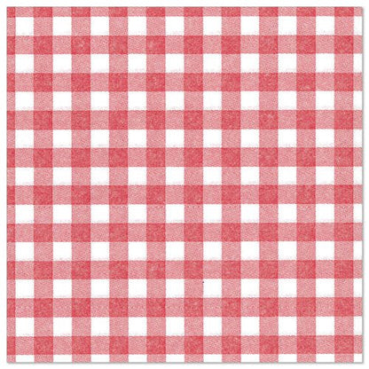 Egy négyzet alakú kendő piros-fehér kockás mintával tökéletesen illik az PAPSTAR GmbH 50 szalvétájához "ROYAL Collection" 1/4-hajtás 40 x 40 cm piros.
