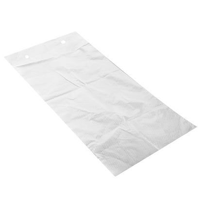 Fehér háttéren egy lapos, átlátszó, téglalap alakú Starpak 2000 lapos tasak (CPP átlátszó lángperforált, 100 tasakos blokkolt) strukturált felülettel és két lyukkal a felső szél közelében fekszik.