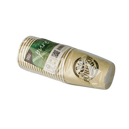 Egy lezárt köteg PAPSTAR 20 ivópohár, papír 0,2 l Ø 8 cm a PAPSTAR GmbH-tól zöld-fehér címkével, termékinformációkkal és QR-kódokkal fehér háttéren.