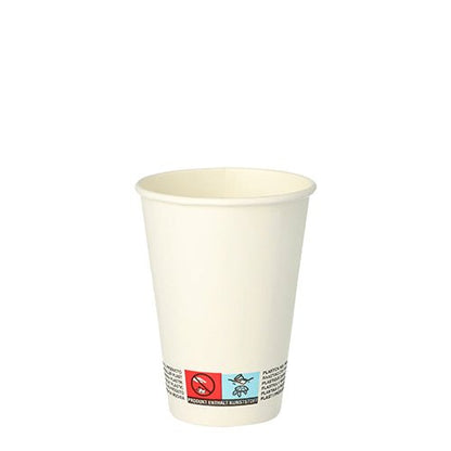 Egy egyszerű fehér Starpak „To Go” papírpohár (0,18 l, Ø 7 cm, 9,2 cm) figyelmeztető felirattal az alsó szélén fehér háttér előtt látható. A csomag 50 poharat tartalmaz.