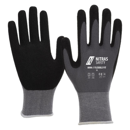 NITRAS FLEXIBLE FIT, szerelőkesztyű, szürke/fekete