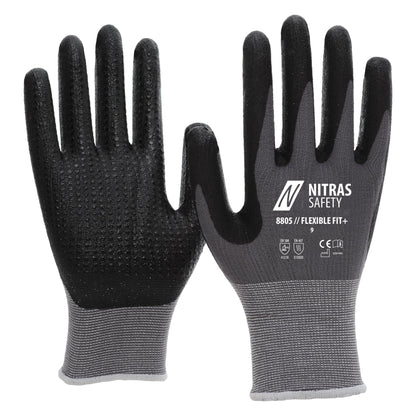 NITRAS FLEXIBLE FIT+, szerelőkesztyű, szürke/fekete