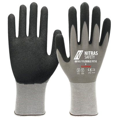 NITRAS FLEXIBLE FIT K, szerelőkesztyű, szürke/fekete