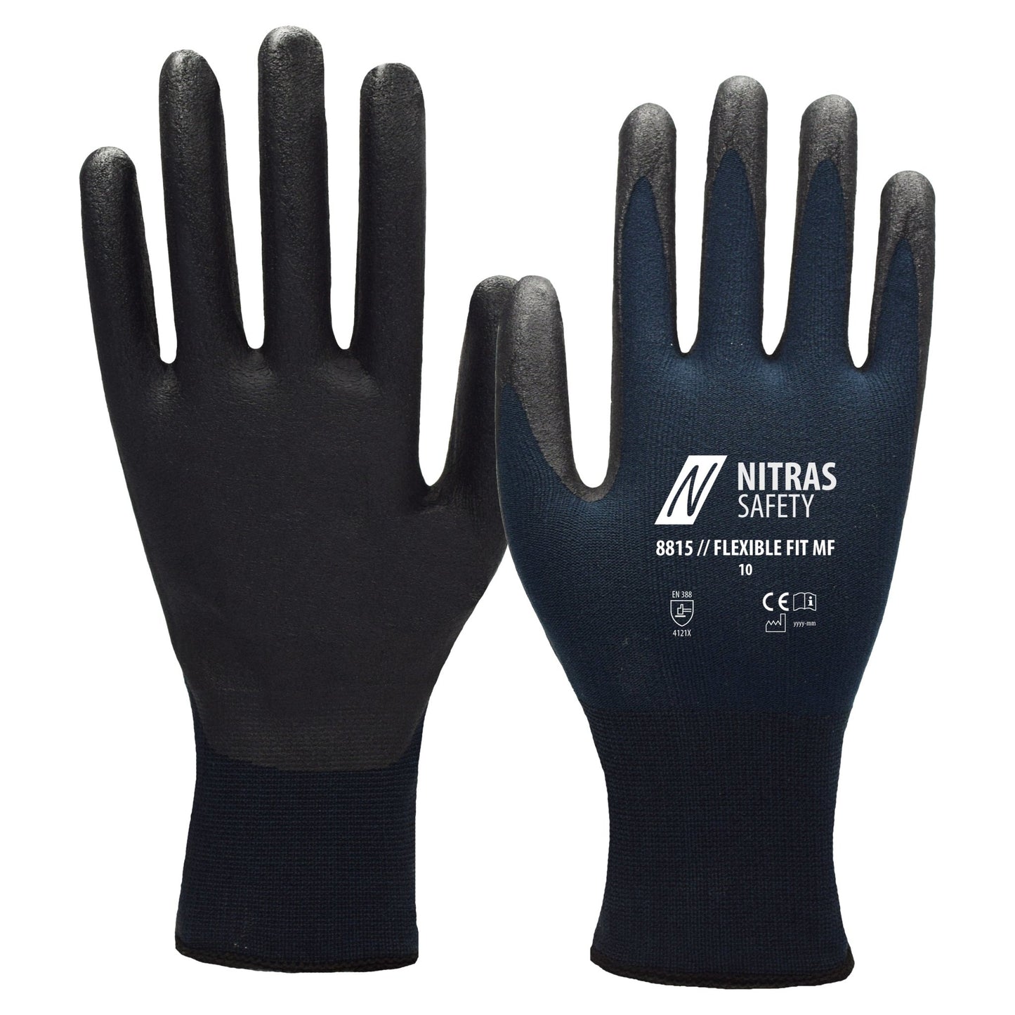 NITRAS FLEXIBLE FIT MF, szerelőkesztyű, sötétkék / fekete