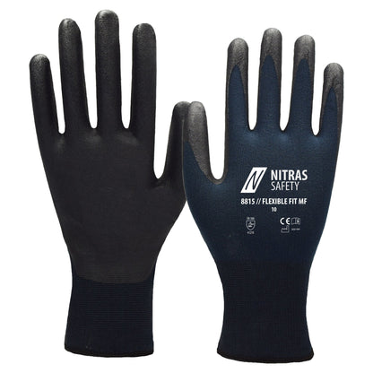 NITRAS FLEXIBLE FIT MF, szerelőkesztyű, sötétkék / fekete