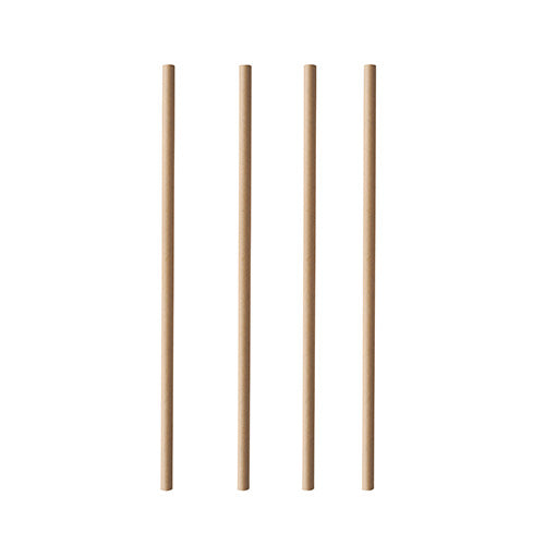 Négy PAPSTAR 100 szívószál papírból „pure“ (Ø 6 mm, 20 cm, PAPSTAR GmbH) függőlegesen egy sorban áll fehér háttéren.