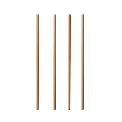 Négy PAPSTAR 100 szívószál papírból „pure“ (Ø 6 mm, 20 cm, PAPSTAR GmbH) függőlegesen egy sorban áll fehér háttéren.