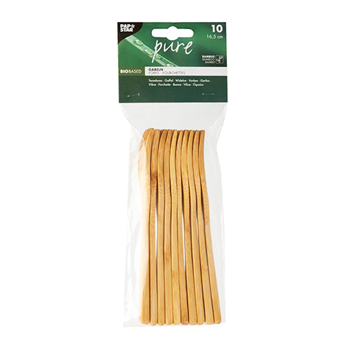 10 darab PAPSTAR bambusz villa "pure", 16,5 cm, zöld-fehér címkével a PAPSTAR GmbH-tól - ideális környezetbarát evőeszköz minden környezettudatos eseményhez.