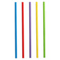 Fünf PAPSTAR 100 Shake-Halme aus Papier (ø 8 mm) von PAPSTAR GmbH in Blau, Rot, Lila, Gelb und Grün stehen aufrecht nebeneinander vor weißem Hintergrund.