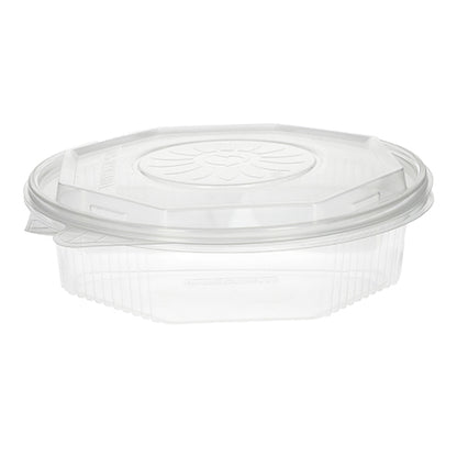 Die Starpak 25 Menüboxen sind transparente, 8-seitige Take-away-Behälter aus Polypropylen mit Klappdeckel in den Maßen 5,9 x 21,5 x 21,5 cm – ideal zur Aufbewahrung von Lebensmitteln und leer vor weißem Hintergrund abgebildet.