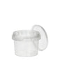 Egy átlátszó, kerek Starpak 48 finomságbögre PP-tartály (120 ml, Ø 6,9 cm × 5,1 cm) fedéllel és eredetiségi zárással nyitva van egy egyszerű fehér háttér előtt ábrázolva.