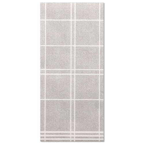 Az 50 PAPSTAR szalvéta „ROYAL Collection“ 1/6-hajtás 48x33 cm „Kitchen Craft“ stílusos téglalap alakú szürke dizájnnal rendelkezik fehér rácsmintával és szegélyezett élekkel – tökéletes az asztaldekoráció feldobására.
