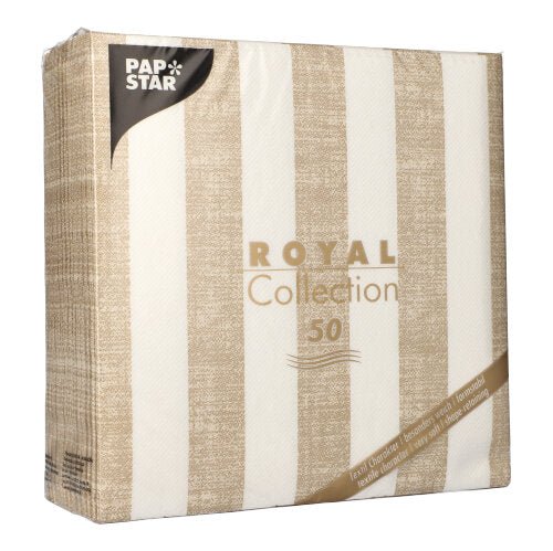 Egy csomag 50 PAPSTAR "ROYAL Collection" szalvéta (1/4 hajtás, 40 x 40 cm, homok) a PAPSTAR GmbH-tól.