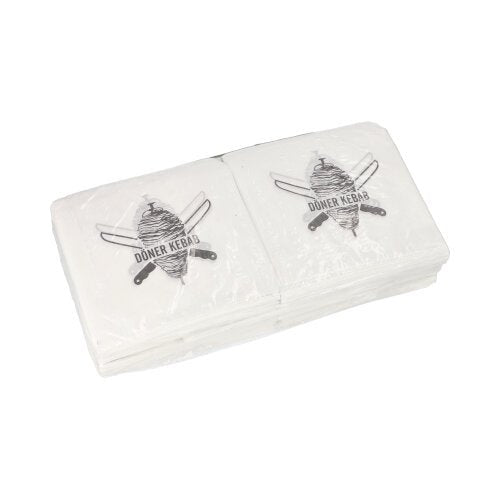 PAPSTAR Döner-Kebab-Tüten 16x16 cm, weiß, im Schrumpffolie-Pack (1000 Stück)-ideal für Imbissbetriebe; praktische Verpackung mit Döner-Spieß und "Döner Kebab" Motiv von PAPSTAR GmbH.