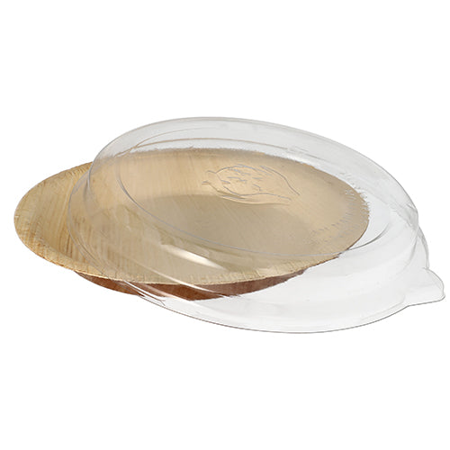A Starpak 10 tányér pálmalevél kerek 500 ml Ø 23 cm · 5,3 cm kombicsomag környezetbarát világosbarna eldobható tányérokból áll, strukturált felülettel és részben átlátszó rPET fedővel (10 darab).