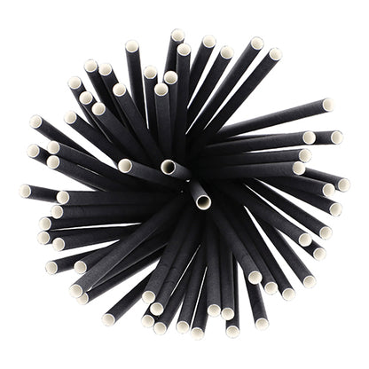 Draufsicht auf PAPSTAR 500 Shake-Halme Papier Ø 8 mm · 25 cm von der PAPSTAR GmbH, radial angeordnet mit weißen Enden nach außen; Diese umweltfreundlichen, biologisch abbaubaren Papierhalme sind umweltfreundliche Papierstrohhalme.