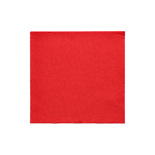 Abgebildet ist eine einzelne rote PAPSTAR Servietten 1/4-Falz Serviette (24x24 cm, "DAILY Collection", 20 Stück) der PAPSTAR GmbH vor weißem Hintergrund.