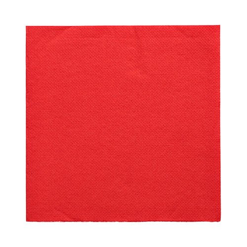 Egy piros PAPSTAR 1/4-hajtású szalvéta (32x32 cm) a „DAILY Collection“ a PAPSTAR GmbH-tól laposan fehér alapon van ábrázolva, és finom struktúramintával rendelkezik – ideális egy modern asztaldekorációhoz.