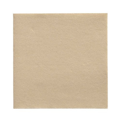 Egyetlen bézs PAPSTAR 20 szalvéta "DAILY Collection" szalvéta (32x32 cm, 1/4-hajtás) a PAPSTAR GmbH-tól fehér háttéren van ábrázolva, ideális elegáns szalvétákhoz vagy egyszerű asztaldekorációhoz.