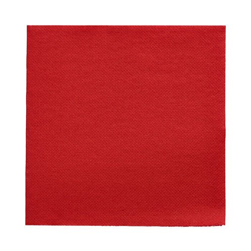 Egy piros, négyzet alakú PAPSTAR 50 szalvéta „DAILY Collection” szalvéta (32 x 32 cm, 1/4-hajtás) a PAPSTAR GmbH-tól enyhén texturált felülettel, fehér háttéren ábrázolva.