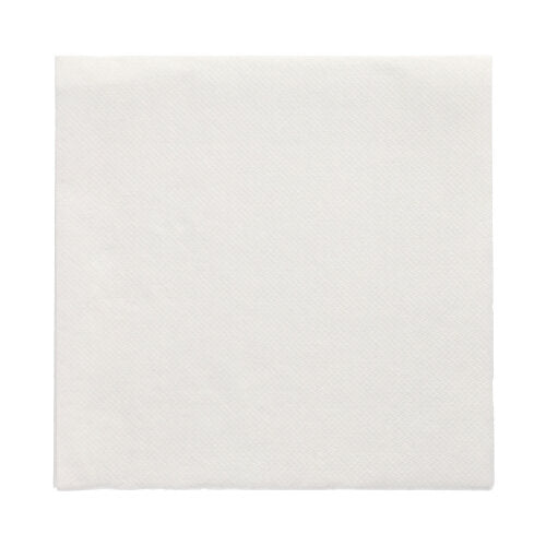 Egy egyszerű fehér PAPSTAR 150 „DAILY Collection“ papírszalvéta (32 x 32 cm, 1/4 hajtás) a PAPSTAR GmbH-tól kinyitva és laposan egy fehér háttérre helyezve, kiemelve tiszta textúráját és felületét.