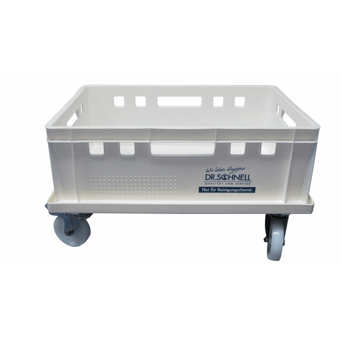 A Dr. Schnell tartály kannás tálcával (1 l), fehér, a DR.SCHNELL GmbH & Co. KGaA-tól, ideális professzionális tisztításhoz és tisztítószerek biztonságos tárolásához takarítóeszközök szállításakor.