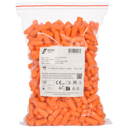 NITRAS MUTE PLUGS, füldugók, narancssárga, EN 352-2, 250 pár / polybag PU | Csomag (1 db)