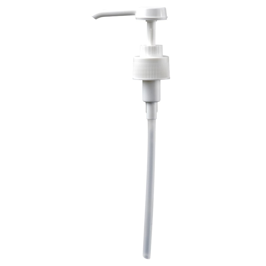 Der Dr. Schnell Dosierhilfen Dispenser von DR.SCHNELL GmbH & Co. KGaA ist eine weiße Kunststoffpumpe mit langem Strohhalm, geripptem Kragen und flacher Tülle - ideal zum Dosieren von Reinigungsmitteln, Seife oder Lotion aus Flaschen.